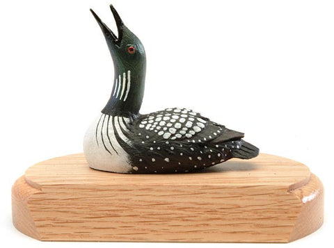 Common Loon Duck with Upright Head on a Base