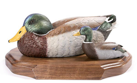 Mallard Drake and Ducklings on a Base